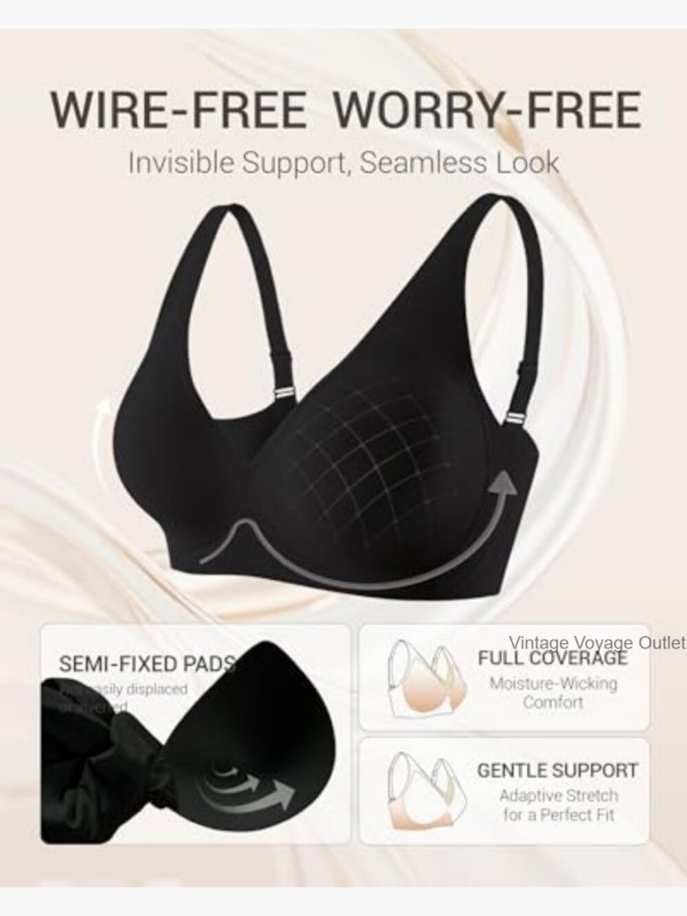 Deep V Wireless Seamless Push Up Bra Plunge Bralette Full Coverage View 5